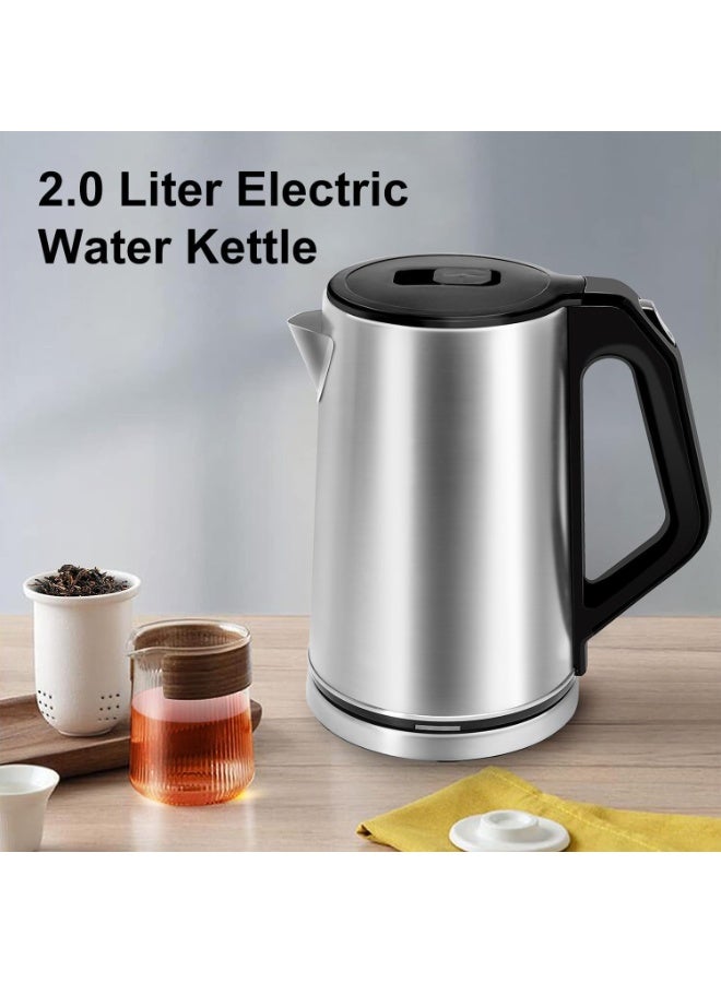 AoMige 304 Stainless Steel Electric Kettle 2L Double layer Anti-scald Cordless Kettle With 360-Degree Cord Design Heater, Auto Shut-Off, Quickly Boil, Boil-Dry Protection for Daily Hot Drink Metal Kettle - Image 3